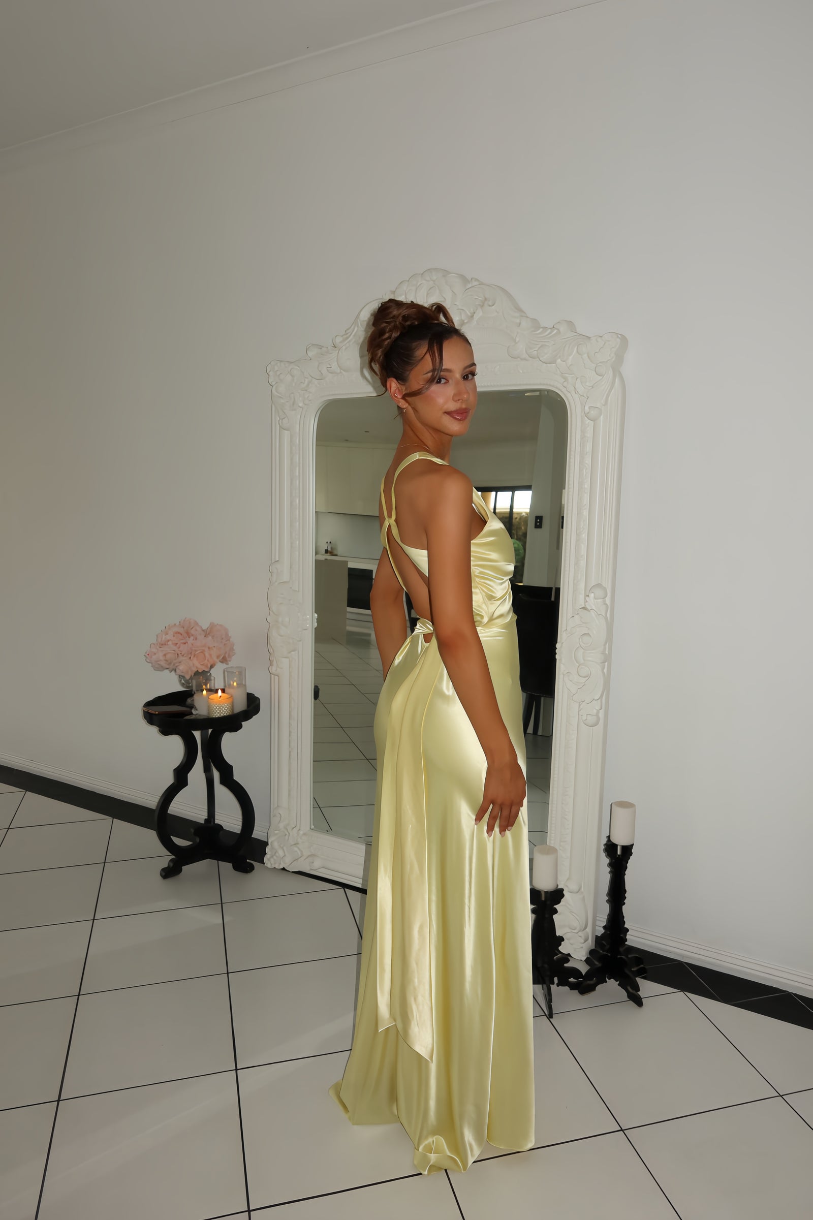 Ruth Tarvydas Vintage Godess Gown In Lemon Yellow