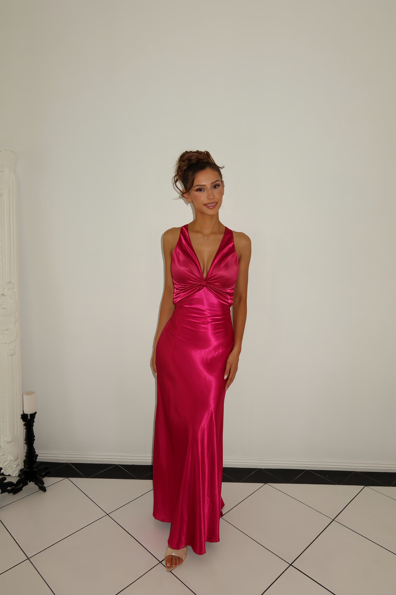 Ruth Tarvydas Vintage Goddess Gown In Berry