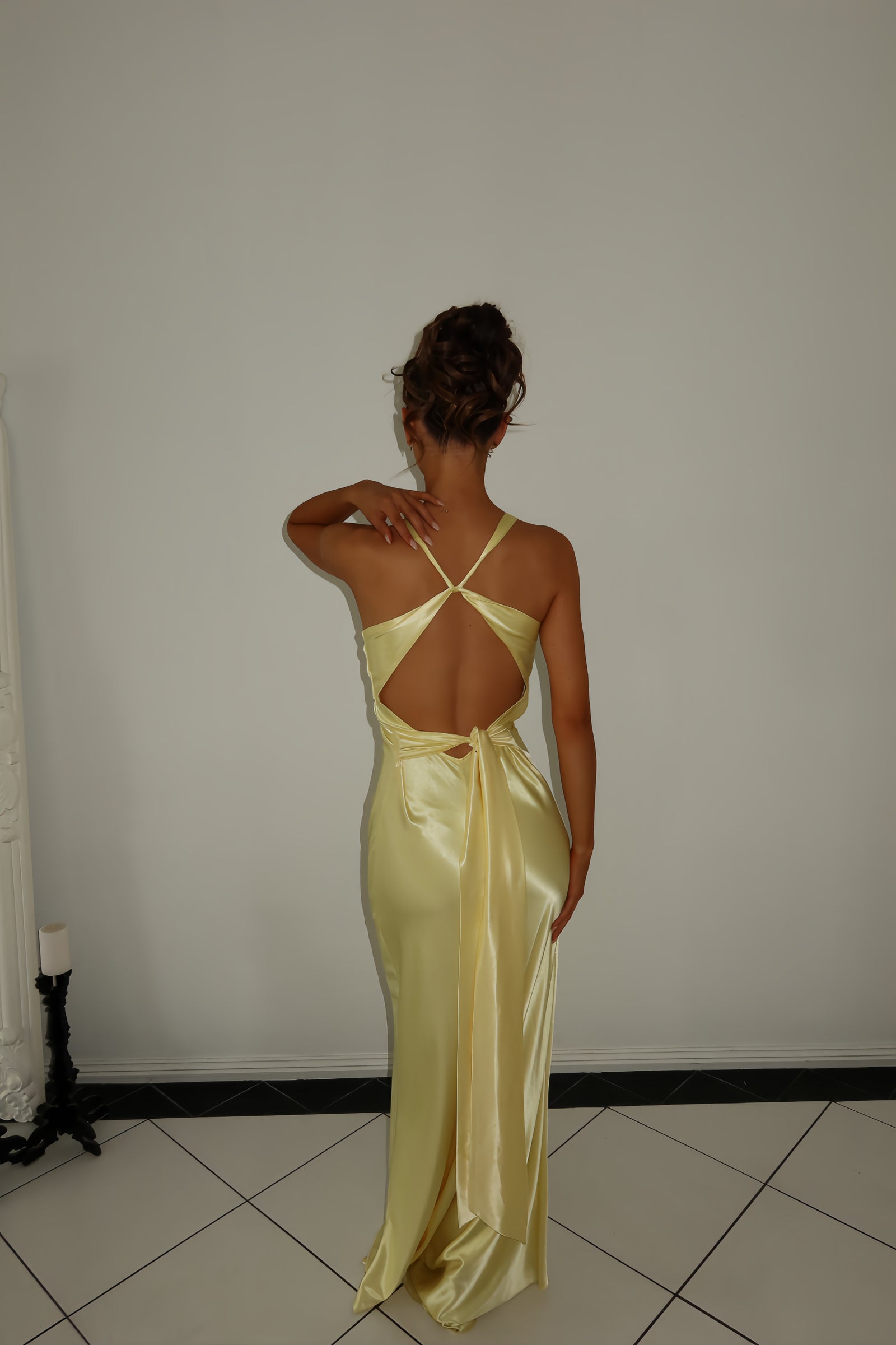 Ruth Tarvydas Vintage Godess Gown In Lemon Yellow