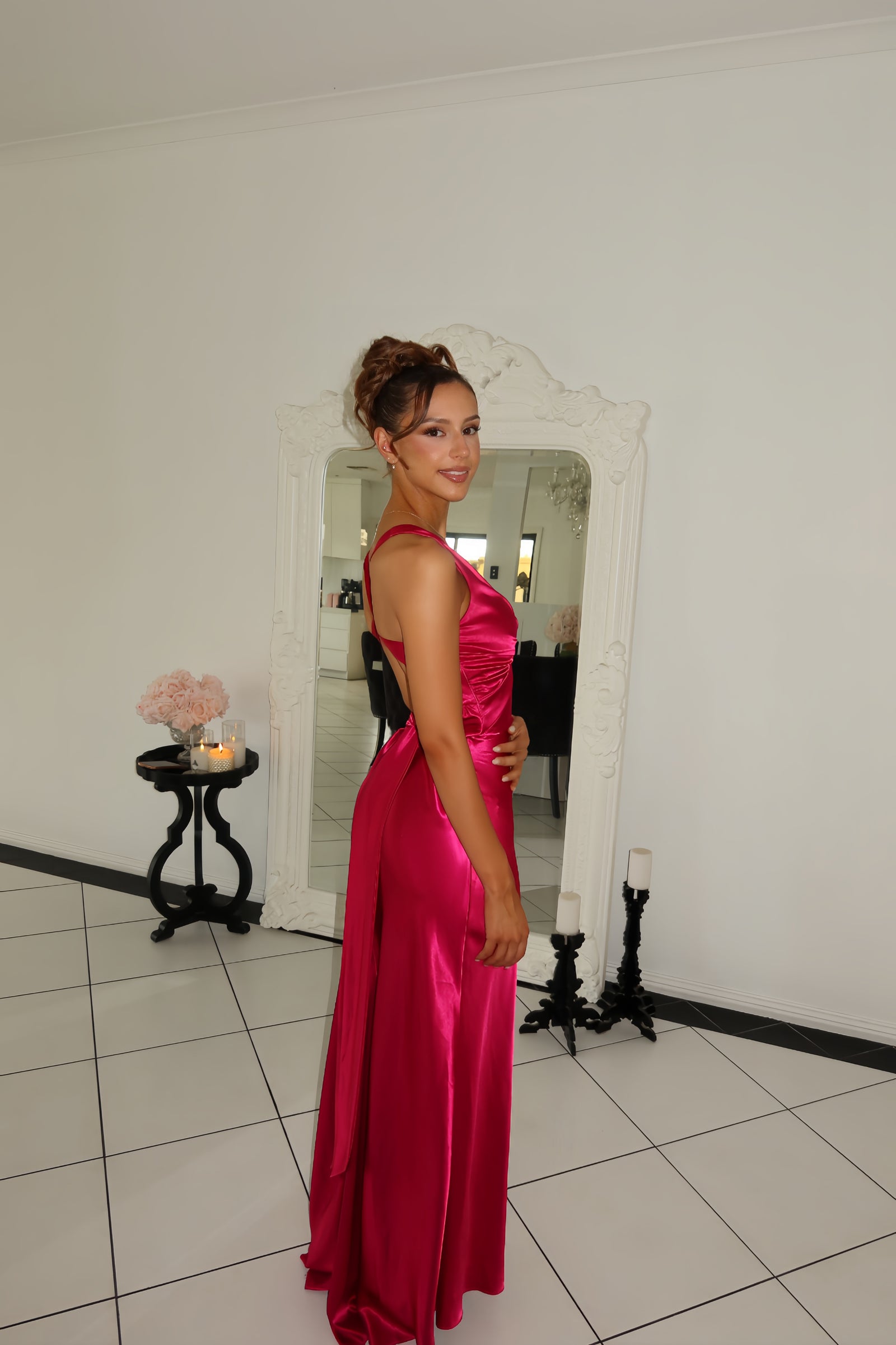 Ruth Tarvydas Vintage Goddess Gown In Berry
