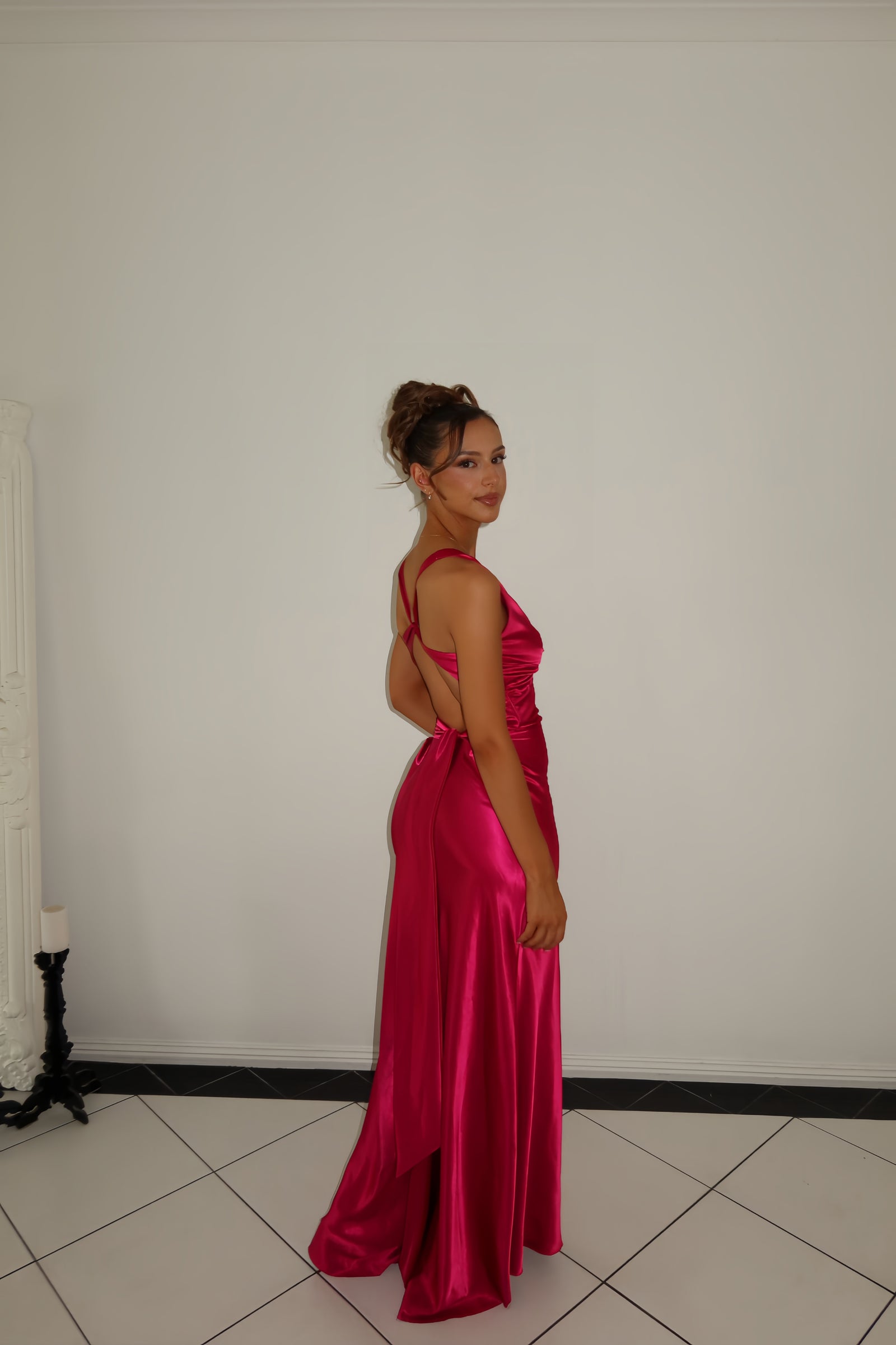 Ruth Tarvydas Vintage Goddess Gown In Berry