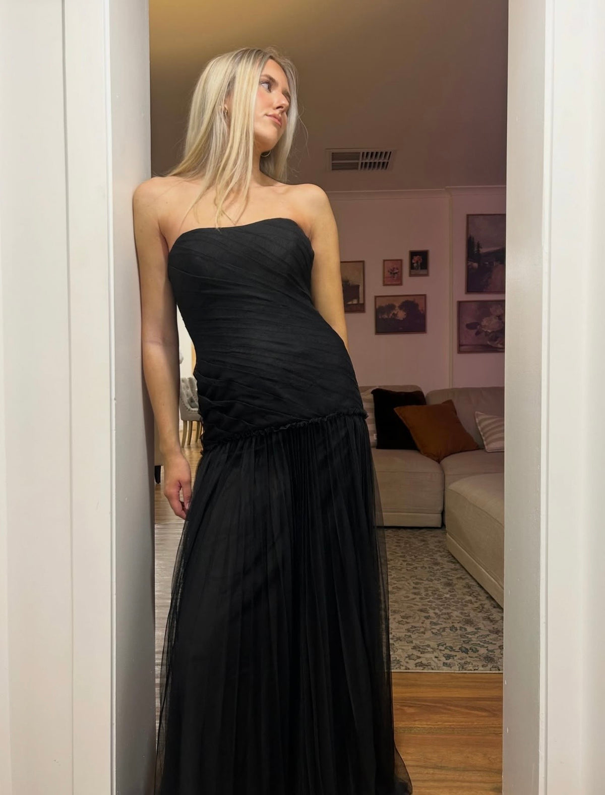 Vera Wang Vintage Clover maxi in Blaxk