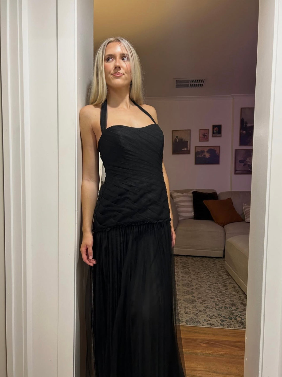 Vera Wang Vintage Clover maxi in Blaxk